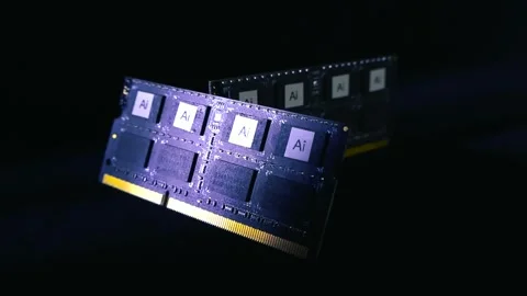 Artificial Intelligence AI RAM Modules on Black Background Stock Footage 339810613