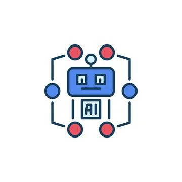 Artificial Intelligence AI Robot vector concept colored icon Stock Illustration