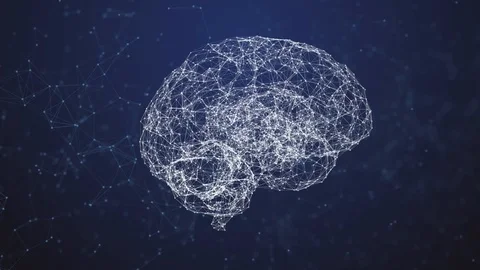 Artificial intelligence ( AI), Rotating human brain animation, modern computer Video stock 112924019