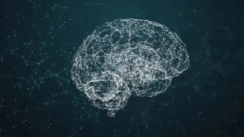 Artificial intelligence ( AI), Rotating human brain animation, modern computer Video stock 112924264