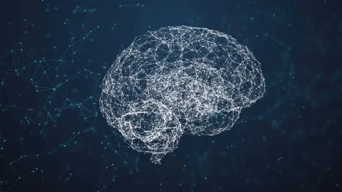 Artificial intelligence ( AI), Rotating human brain animation, modern computer Video stock 112925117