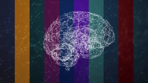 Artificial intelligence ( AI), Rotating human brain animation, modern computer Video stock 112925447