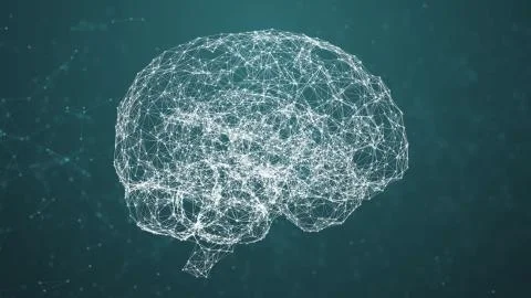 Artificial intelligence ( AI), Rotating human brain animation, modern computer Illustrazione stock