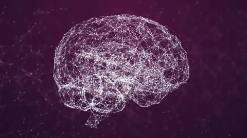 Artificial intelligence ( AI), Rotating human brain animation, modern computer Stock Illustration