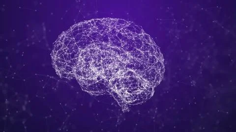 Artificial intelligence ( AI), Rotating human brain animation, modern computer Illustrazione stock
