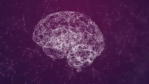 Artificial intelligence ( AI), Rotating human brain animation, modern computer Stock Illustration