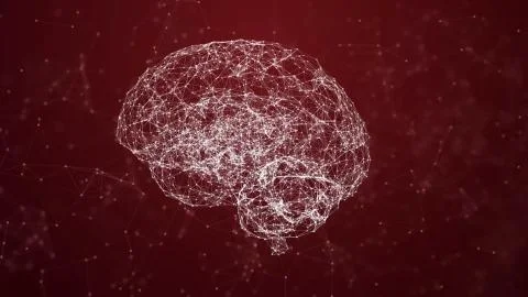 Artificial intelligence ( AI), Rotating human brain animation, modern computer Stock Illustration