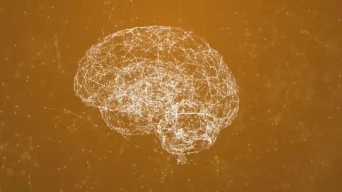 Artificial intelligence ( AI), Rotating human brain animation, modern computer Stockillustratie