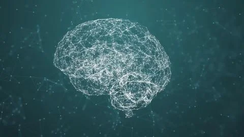 Artificial intelligence ( AI), Rotating human brain animation, modern computer Stockillustratie