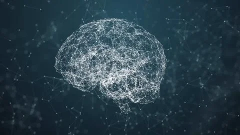 Artificial intelligence ( AI), Rotating human brain animation, modern computer Stock Illustration