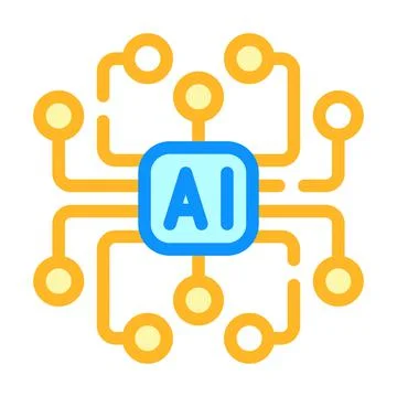 Artificial intelligence ai scheme color icon vector illustration Stock Illustration
