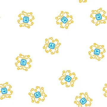 Artificial intelligence ai scheme vector seamless pattern 库存插图