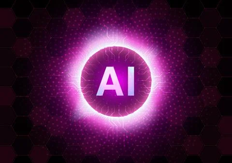 Artificial intelligence (AI) solutions technology concept, vector design. 库存插图