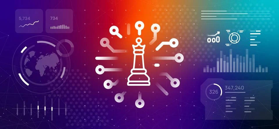 Artificial intelligence AI strategy and business leadership concept with Stock-Illustration