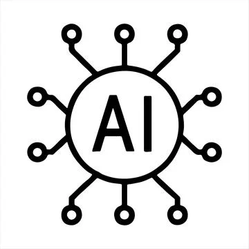 Artificial Intelligence AI Technology Icon with Circuit Connections Vector .. Stock Illustration