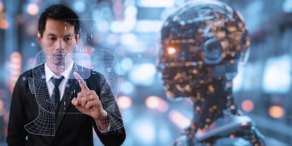 Artificial Intelligence, Ai technology, using technology smart robot AI, ar.. 스톡 사진