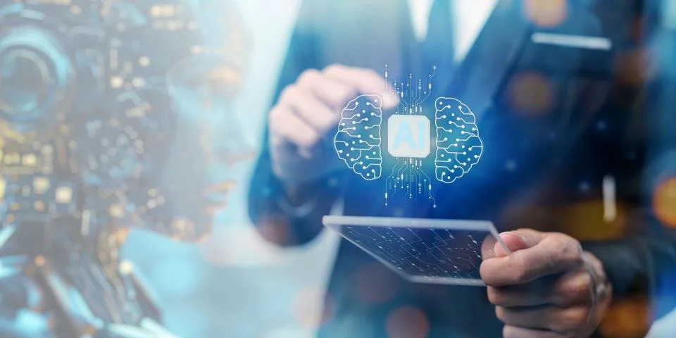 Artificial Intelligence, Ai technology, using technology smart robot AI, ar.. Stock Photos