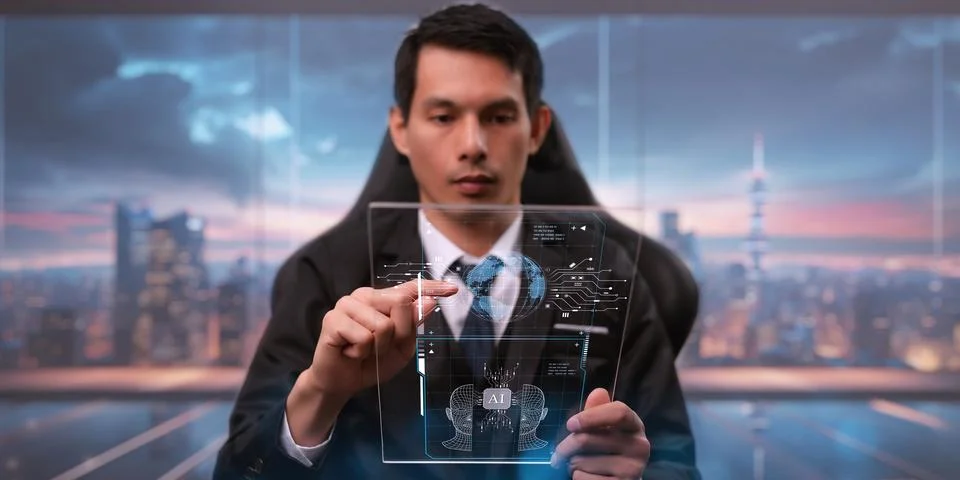 Artificial Intelligence, Ai technology, using technology smart robot AI, ar.. Foto stock