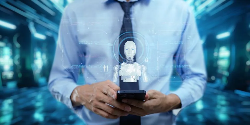 Artificial Intelligence, Ai technology, using technology smart robot AI, ar.. Foto stock