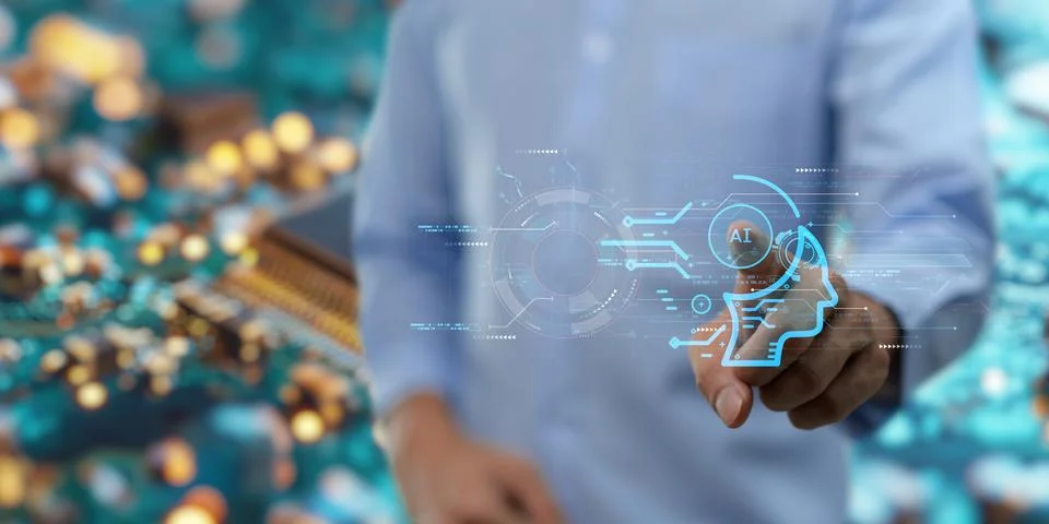 Artificial Intelligence, Ai technology, using technology smart robot AI, ar.. Stock Photos