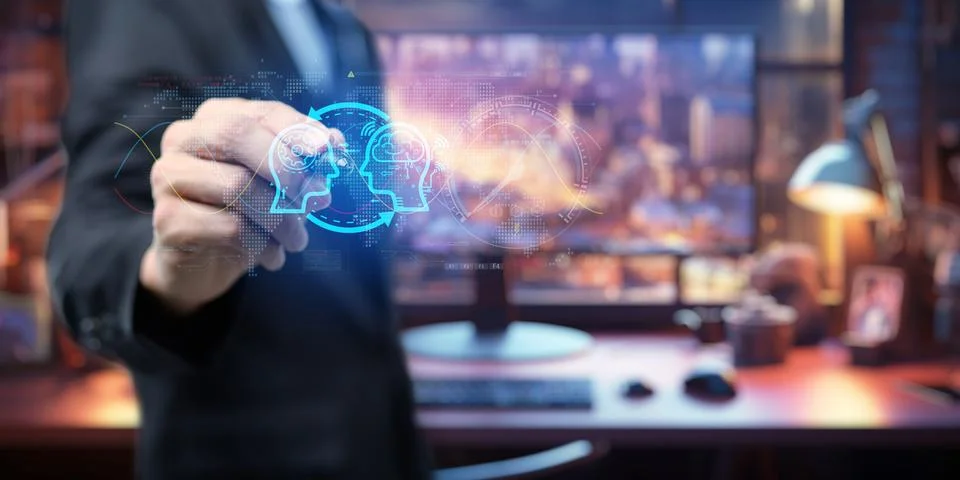 Artificial Intelligence, Ai technology, using technology smart robot AI, ar.. Foto stock