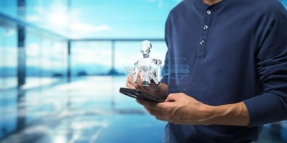 Artificial Intelligence, Ai technology, using technology smart robot AI, ar.. Stock Photos