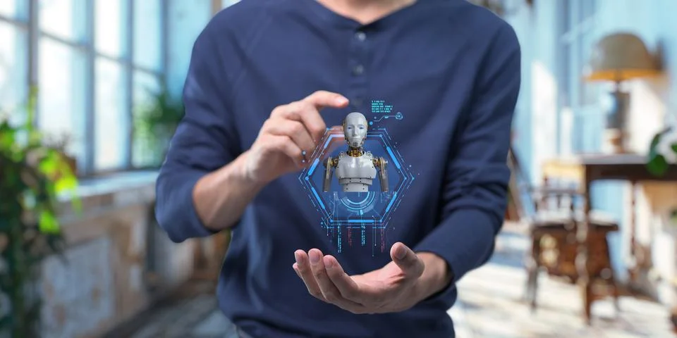 Artificial Intelligence, Ai technology, using technology smart robot AI, ar.. Stock Photos