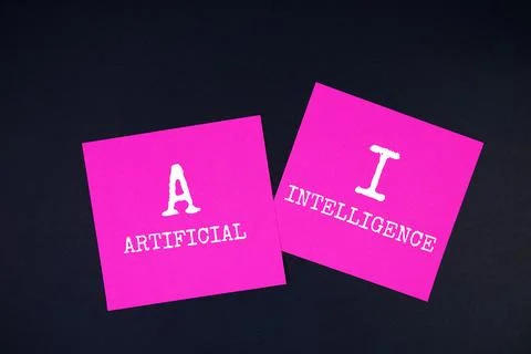 Artificial Intelligence (AI) text message on stick note on black background Stock Photos