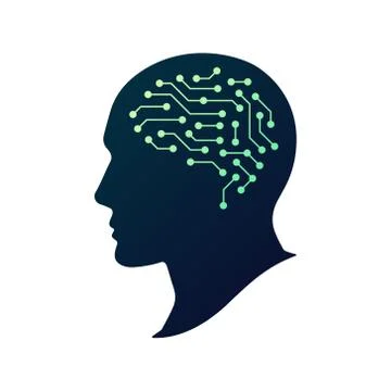 Artificial Intelligence AI vector logo. Artificial human brain. Illustrazione stock