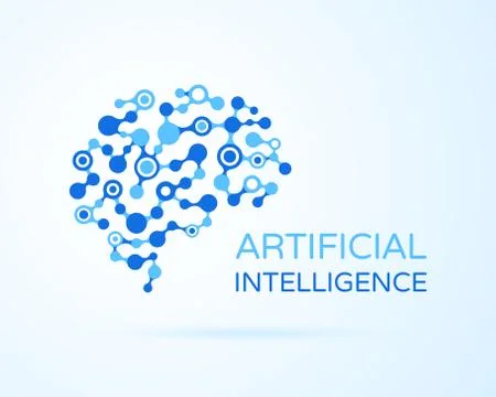 Artificial Intelligence AI vector logo. Artificial human brain. Stock Illustration