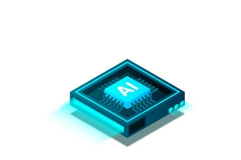 Artificial intelligence, AI web banner, isometric cloud computing concept, da Stock Illustration