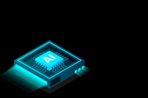 Artificial intelligence, AI web banner, isometric cloud computing concept, da Stock Illustration