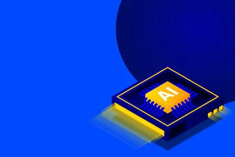 Artificial intelligence, AI web banner, isometric cloud computing concept, da Stock Illustration