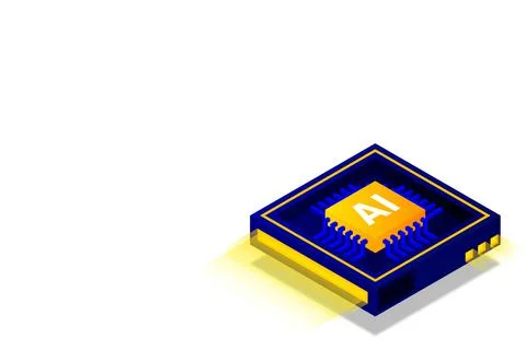 Artificial intelligence, AI web banner, isometric cloud computing concept, da Stock Illustration