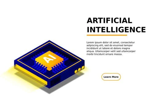 Artificial intelligence, AI web banner, isometric cloud computing concept, da Stock Illustration