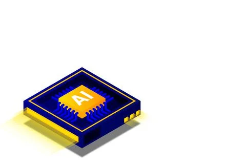 Artificial intelligence, AI web banner, isometric cloud computing concept, da Stock Illustration