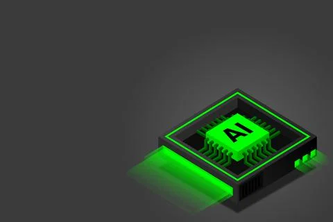 Artificial intelligence, AI web banner, isometric cloud computing concept, da Stock Illustration