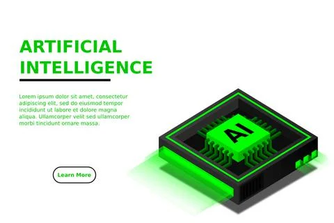 Artificial intelligence, AI web banner, isometric cloud computing concept, da Stock Illustration
