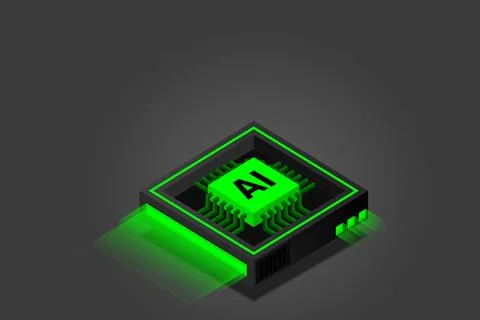 Artificial intelligence, AI web banner, isometric cloud computing concept, da Illustrazione stock