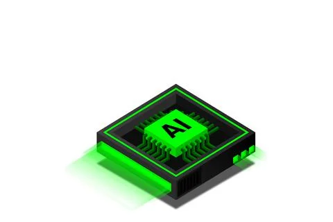 Artificial intelligence, AI web banner, isometric cloud computing concept, da Illustrazione stock