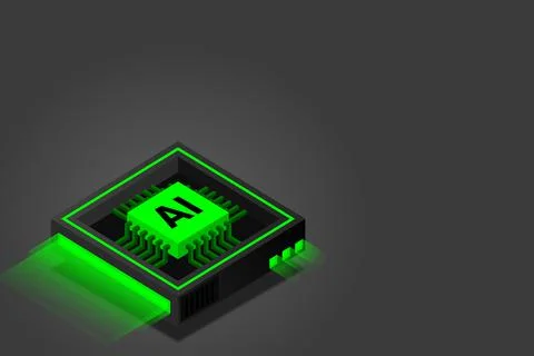 Artificial intelligence, AI web banner, isometric cloud computing concept, da Illustrazione stock