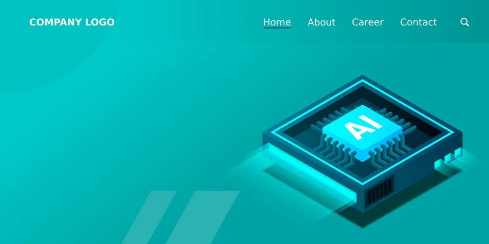 Artificial intelligence, AI web banner, isometric cloud computing concept, da Stock Illustration