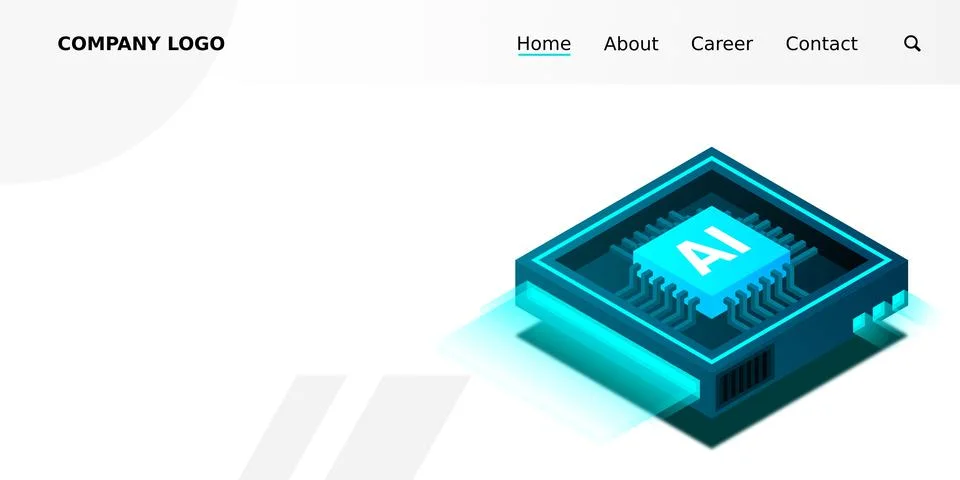 Artificial intelligence, AI web banner, isometric cloud computing concept, da Stock Illustration