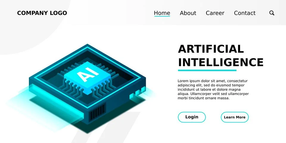 Artificial intelligence, AI web banner, isometric cloud computing concept, da Stock Illustration