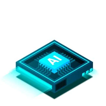 Artificial intelligence, AI web banner, isometric cloud computing concept, da Stock Illustration