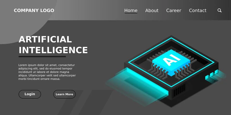 Artificial intelligence, AI web banner, isometric cloud computing concept, da Stock Illustration