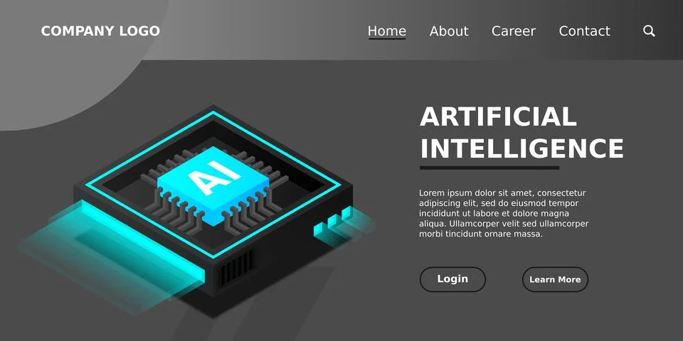 Artificial intelligence, AI web banner, isometric cloud computing concept, da イラスト素材