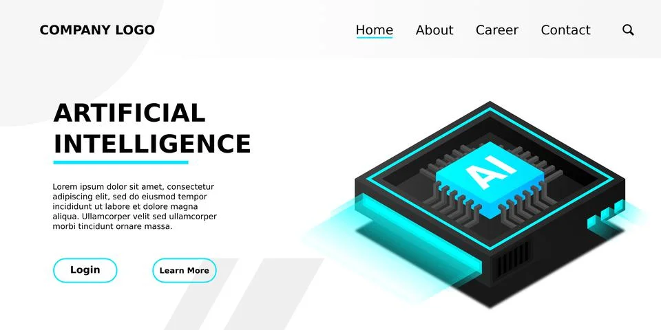 Artificial intelligence, AI web banner, isometric cloud computing concept, da Stock Illustration
