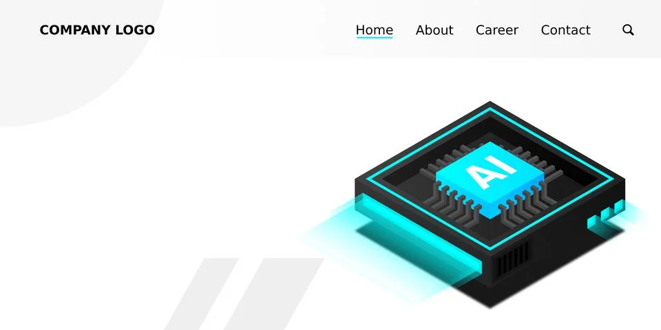 Artificial intelligence, AI web banner, isometric cloud computing concept, da Stock Illustration
