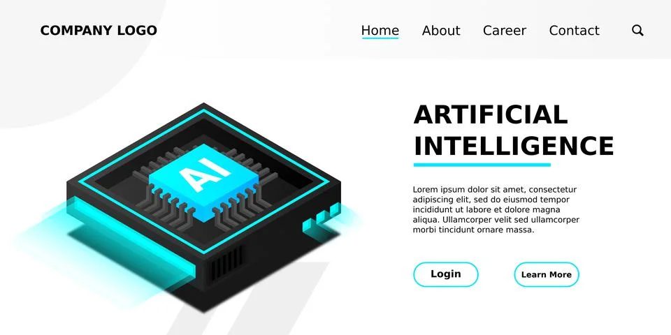 Artificial intelligence, AI web banner, isometric cloud computing concept, da イラスト素材